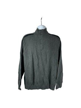 Calvin Klein Jeans Mens XL 1/4 Zip Mock Neck Sweater Grey Casual Pullover Cotton